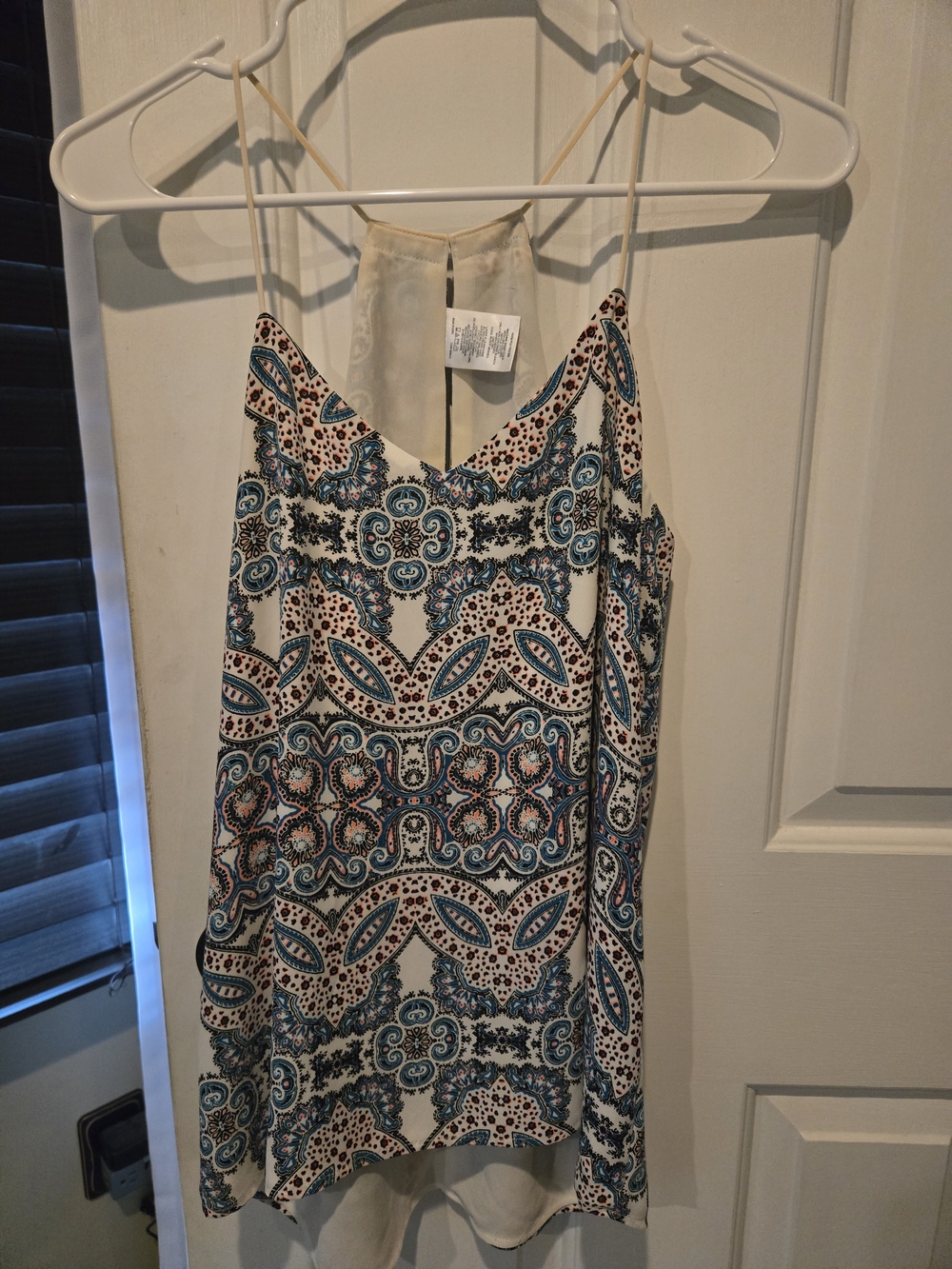 Express Teal and Cream Paisley Slip Dress
